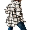 thumbnail image 4 of Womens Plaid Flannel Shirt Tops Long Sleeve Lapel Buttons Up Shacket Jacket Fall Spring Cardigan Coat, 4 of 6