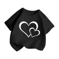 thumbnail image 3 of T-shirt Mignon à Motif pour Fille, Col Rond, Manches Courtes, Été, Décontracté, Hauts, T-Shirts et Chemises pour Filles, Noir 130/8 A-9 A, 3 of 5