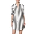 thumbnail image 2 of Ovbmpzd Women Shirts Striped Linen Black Long Sleeve Plus Size Button Down Shirts Collared Work Spring Tops for Women 5XL, 2 of 5