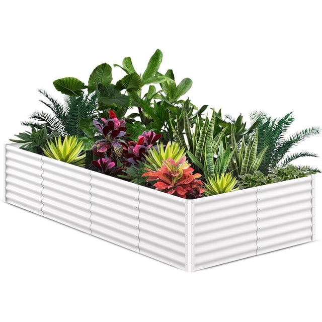 Raised Garden Bed - Outdoor Rectangular Metal Planter for Vegetables, Flowers & Herbs