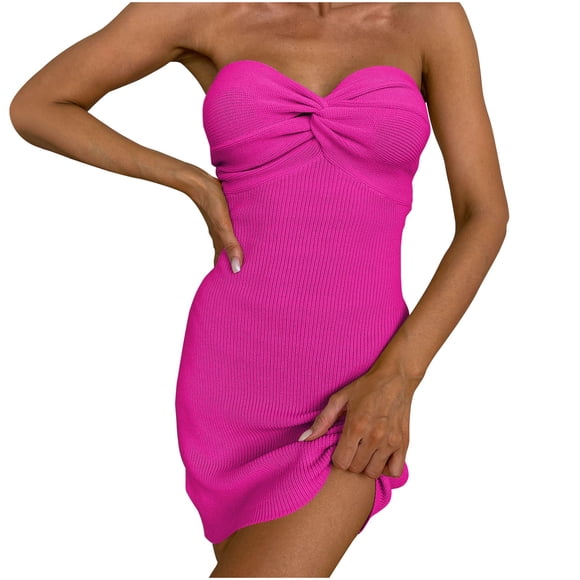 Tube Top Dress Women Womens Fashion Slim High Stretch Wool Knit Tube Top Dress