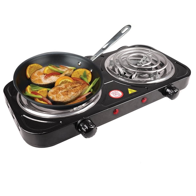 YOPTOP Portable 2000W Electric Double Burner 110V Hot Plate Heating Cooktop Camping Dorm Stove Cooker with Plug