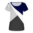 thumbnail image 3 of SMihono Hauts pour Femmes Été Chic Décontracté Grande Taille Mode Confortable Décontracté Col Rond Manches Courtes Imprimé Haut Blouse T-shirt Oversize pour Femmes 2023, 3 of 4