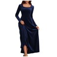 thumbnail image 2 of Gspmoly Robes d'Été pour Femmes 2025, Robe Longue en Velours à Manches Longues et Col en V pour Femme, Robe en Velours au Style Ajusté, Robe Formelle, Robes de Cocktail, Économies d'Été, 2 of 4