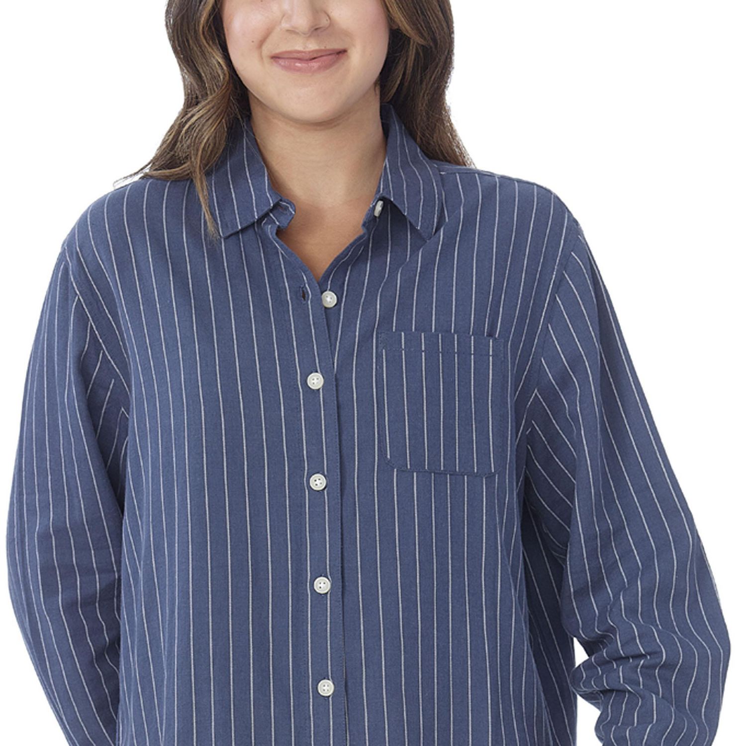 Secret Sleep Flannelette Oversize Pinstripe Shirt