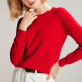 thumbnail image 4 of ManxiVoo Chandail à Capuche Tricoté à Manches Longues et Col Rond pour Femmes, Automne Hiver, Tenue Décontractée, Taille P, Rouge, 4 of 5