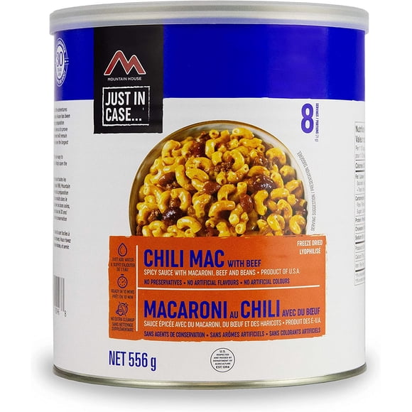 Mountain House Chili Mac with Beef (6 Cans) | Freeze Dried Survival & Emergency Food | #10 Can | Entree Meal | Easy to Prepare | Delicious and Nutritious
