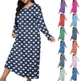 thumbnail image 1 of Wiyuqeen Grande Taille Chemises de Nuit à Manches Longues pour Femmes Col Rond Coupe Ample Vêtements de Nuit Robe de Nuit Imprimé Cœur d'Amour Longue Robe de Pyjama, 1 of 7