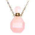 thumbnail image 1 of MasteelfCA Natural Crystal Fluorite Wishing Bottle Perfume Essential Oil Bottle Pendant Necklace Accessories Colorful Hanging Container (Pink, with Metal Chain), 1 of 7