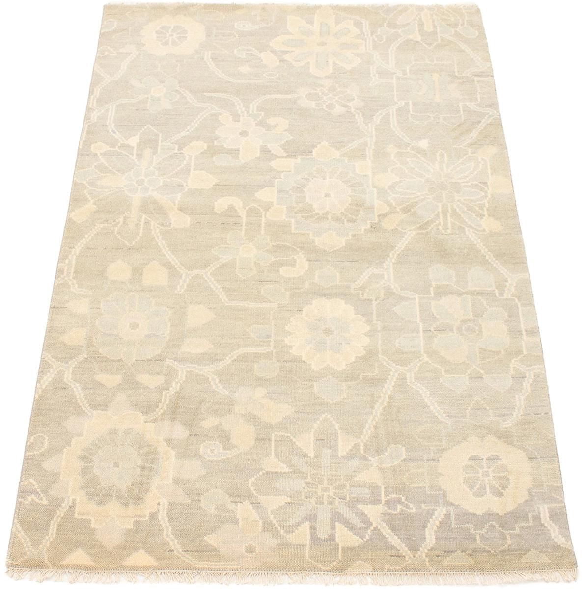 ECARPETGALLERY Tapis Noué à la Main pour Salon, Salle à Manger et Chambre à Coucher Transitionnel Collection Oushak Prestige 5'1" x 8'0" en Gris