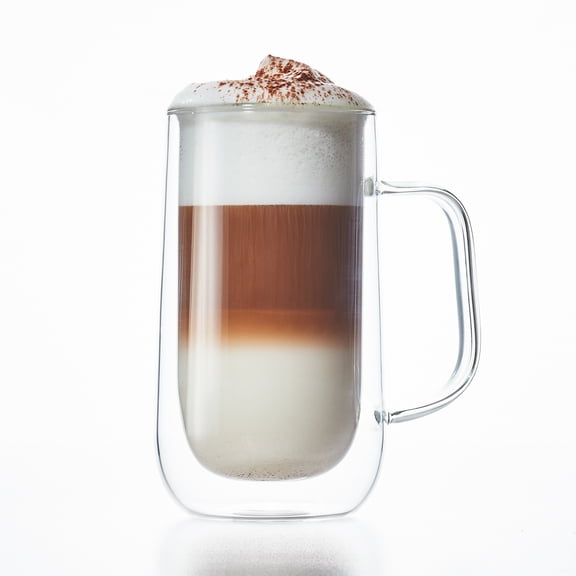 Barista Café Latté Double-Walled Glass Mugs 2 Pc Set, 12.8oz
