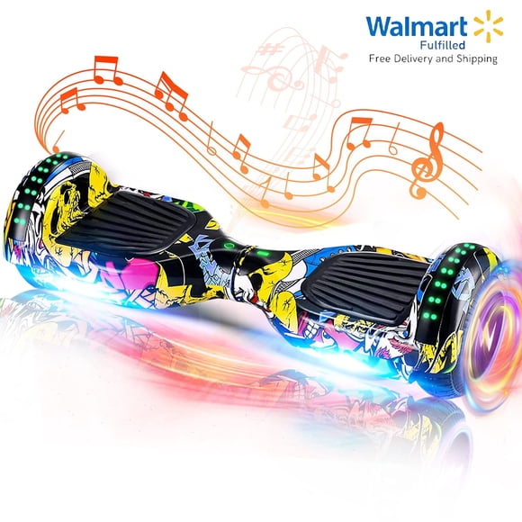 WEELMOTION Graffiti Hoverboard with Music Speaker, 6.5" Shining All Terrain Wheels and Vibrant Lights, UL2272 Certified self Balancing Scooter with free Hover Board Bag, hover board for kids adults