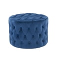 thumbnail image 1 of K-Living Dean Blue Tufted Micro Suede Fabric Ottoman, 1 of 1