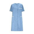 thumbnail image 3 of Bocqde Robe de Sarrau Femmes Infirmières Tenue de Travail Robes Manches Courtes Boutonnée Robe de Sarrau avec Poches, 3 of 5