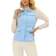thumbnail image 1 of INSPIRE CHIC Women's Zip Up Jacket Sleeveless Anorak Utility Vest Jacket with Pockets S Light Blue, 1 of 6