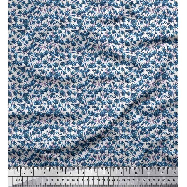 Soimoi Poly Georgette Fabric Flower Artistic Print Fabric by The Yard 52 Inch Wide