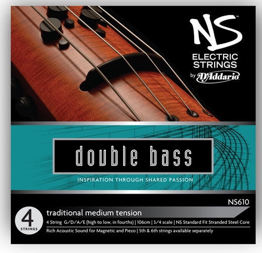 D'Addario NS Basse Traditionnelle Électrique Simple une Corde - Échelle 3/4, Moyenne Tension