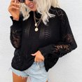 thumbnail image 2 of Mrat Fall Sweaters pour Femmes 2024 Mode Décontractée Couleur Unie Manches Longues Col Rond Froncé Blouse Chandail Tops Grande Taille Pulls pour Femmes Automne P-43 Noir P, 2 of 6