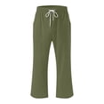 thumbnail image 4 of Penkiiy Legging Capri Extensible Léger à Taille Haute pour Femmes avec Poches, Vert Armée, Taille g, 4 of 5