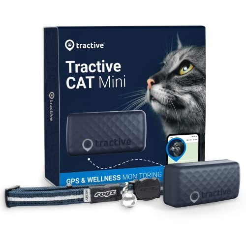 Tractive Mini GPS Pet Tracker for Cats - Waterproof, GPS Location & Smart Activity Tracker, Unlimited Range (Midnight Blue)
