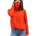 thumbnail image 3 of BiZtdJrK Women's Summer Tops Casual Long Sleeve Face Mask for Sun Protection Shirts Loose Solid Color Lightweight Going Out Tops Orange XL Ropa de Verano Para Mujer, 3 of 6
