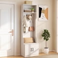 thumbnail image 2 of Costway 3-in-1 Hall Tree wirh Bench Storage Adjustable Shelves Hanging Hooks for Entryway White, 2 of 10