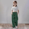 thumbnail image 2 of WENXIAOO Toddler Girl Sweatpants Adjustable Drawstring Casual Pants With Pockets Solid Pants Green Sweat Pants For Girls Kids Spring Fall Sweatpants Size 7-8 Years, 2 of 7