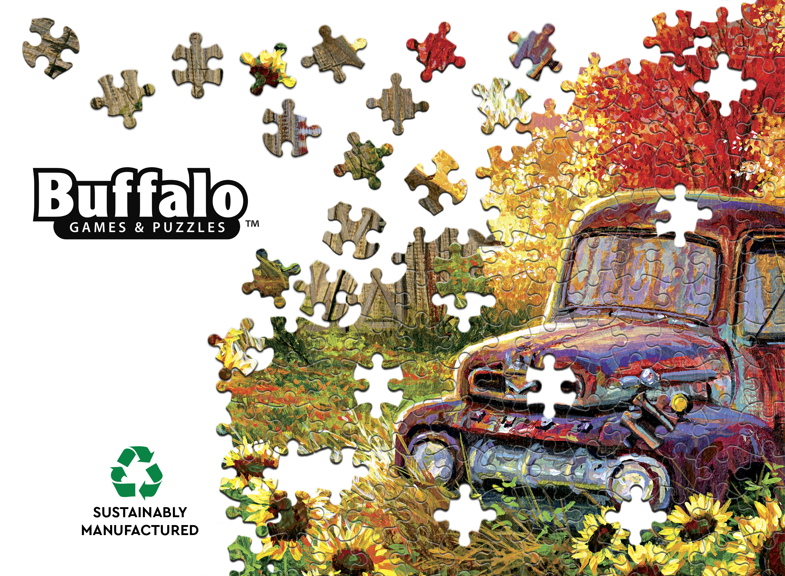 Puzzle à emboîtement de 500 pièces Old Glory Farmstead de Buffalo Games pour adulte à partir de 14 ans