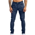 thumbnail image 1 of Jeans for Men Men's Solid Casual Pocket Outdoor Spring Lightweight Classic Work Elastic Jeans Pant, 1 of 8