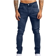 Mefallenssiah Men'S Solid Casual Pocket Outdoor Spring Lightweight Classic Work Elastic Jeans Pant