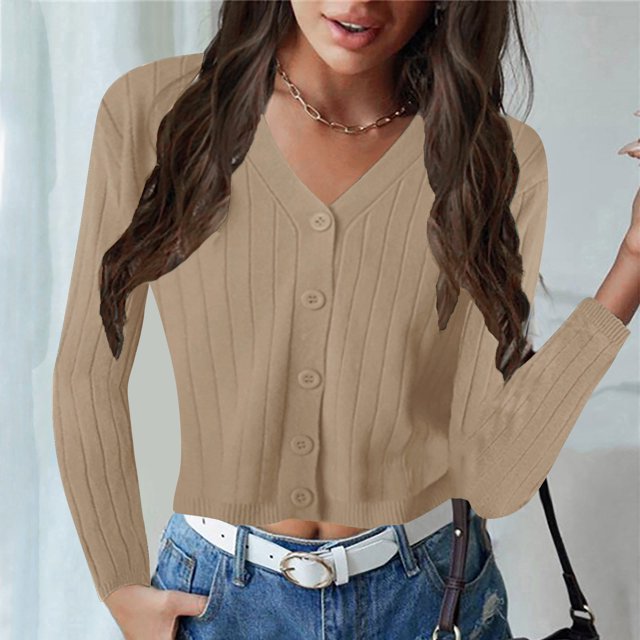 LOVZFMLL Cardigan pour Femmes Mode et Hiver Décontracté Manche Chandail Blouse Cardigan Uni