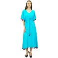 thumbnail image 4 of Bimba Robe Kaftan Longue en Rayonne pour Femme avec Pompon, Designer Chic, Maxi Caftan, 4 of 9