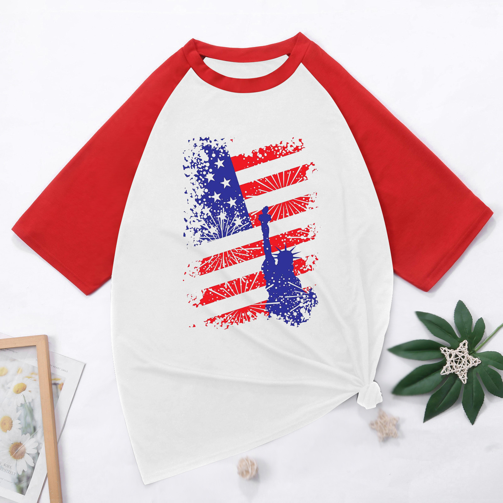 T-Shirt Snoarin Comfort Colors pour Hommes, Mode Décontractée, Patchwork, Col Rond, Chandail à Enfiler, T-Shirt Imprimé, Manches Courtes, Hauts, Chandails du 4 Juillet pour Hommes en Liquidation
