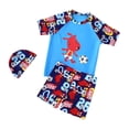 thumbnail image 1 of MIASHUI Boys Two Piece Rash Guard Swimsuits Kids Short Sleeve Swimwear Sets with Hat,Sky Blue,5-6 Years, 1 of 8