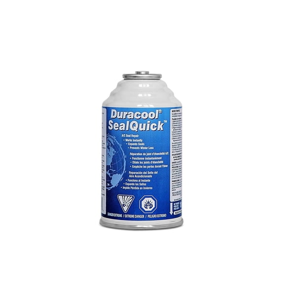 Duracool® SealQuick™/4 oz. Bidon pour systèmes de climatisation R-134a. Scelle les fuites mineures dans les composants en caoutchouc et améliore les performances de la climatisation.