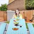thumbnail image 4 of UsRHHA Waterproof Elastic Table Cover Set for Outdoor Picnic, 3-Piece Vinyl Tablecloth with Flannel Backing Fits 30x72 Inch Table, Patio Table Protector, 4 of 5