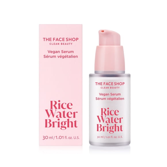 THE FACE SHOP Rice Water Bright Vegan Serum with Hydrating Hyaluronic Acid and Niacinamide, Korean Skin Care, 30 ml