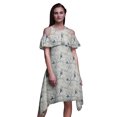 thumbnail image 1 of Bimba Robe Droite Évasée à Épaules Dénudées pour Femmes à Volants devant Imprimée Oiseau Rose - Grand, 1 of 6