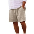 thumbnail image 2 of cllios Cotton Linen Shorts for Men Big and Tall Beach Shorts Elastic Waist Drawstring Casual Shorts Classic Solid Color Half Length Pants Summer Beach Vacation Shorts with Pockets, 2 of 6