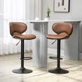 thumbnail image 2 of HOMCOM Tabouret de Bar Vintage Ensemble de 2 Chaises en Leathaire à Hauteur Réglable, 2 of 10