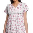 thumbnail image 3 of Moomaya Chemise de Nuit d'Allaitement à Col en V pour Femmes, Imprimée, à Manches Courtes, 3 of 5