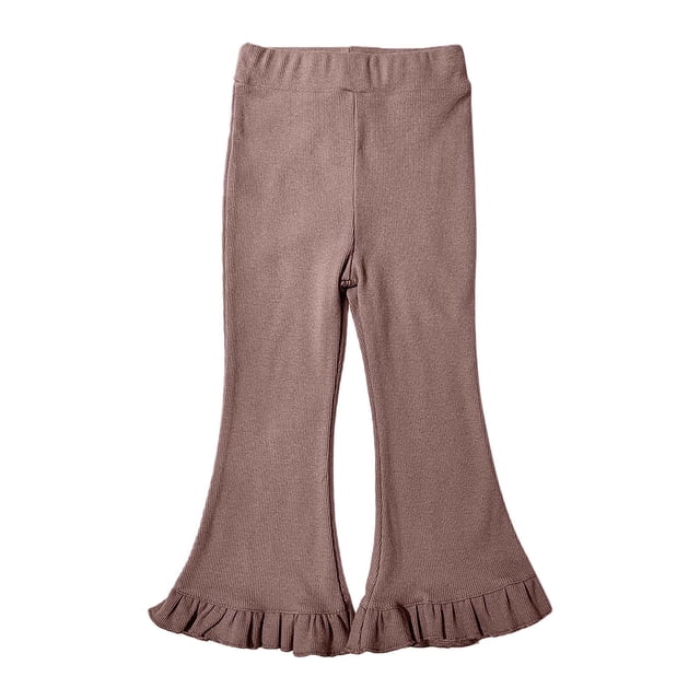 Timegard Toddler Girls Clothes Ruffle Flare Leggings Solid Color Comfy Trousers Children Cute Stretch Pants