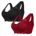 thumbnail image 1 of Tumotour 2PC Front Closure Bra for Women No Underwire Comfort Lace Wide Shoulder Strap Bra Full Coverage Seamless Soft Convenient Front Button Bras for Senior Everyday Life Sleep Walking Work, 1 of 4