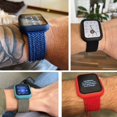 thumbnail image 2 of ALMNVO Apple Watch Band 41mm Screen Protector Case Braided Solo Loop Strap with Protective Case, Stretchy Wristband Elastic Nylon Strap Bracelet for iWatch Series 7,Blueberry, 2 of 6