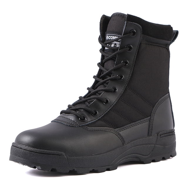 Mens Side Zip & Lace Up Army Tactical Combat Boots For Work, Security, Motorcycle
