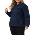 thumbnail image 4 of Agnes Orinda Women's Plus Size Fashion Outerwear Long Sleeve Button Denim Jacket 2X Black Blue, 4 of 6