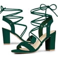 thumbnail image 1 of BLISSFUL STEP Women's Lace Up Block Heels Sandals, 1 of 6