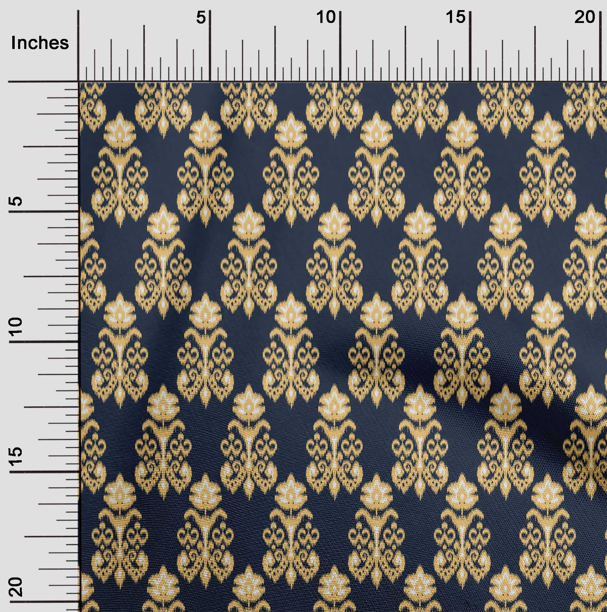 oneOone Cotton Flex Fabric Floral Ikat Print Sewing Fabric BTY 40 Inch Wide