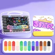 ZTTD Glitter Markers, 24 Colors Dual Tip Metallic Marker Sparkle Pens for Adults, Arts & Crafts Supplies, Rock Painting, Wood, Scrapbook, Birthday Cards, Metallic Acrylic Paint Markers Set of 12