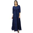 thumbnail image 1 of Bimba Robe Maxi d'Été en Coton à Manches 3/4 pour Femme, Taille à Cordon, 1 of 7